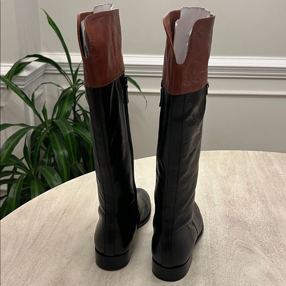 Cole Haan Two-Tone Knee High Leather Riding Boots Women’s Size 7.5 Black / Brown - Picture 6 of 9